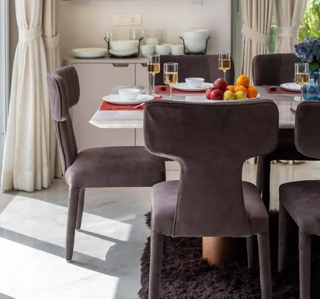 The table laid for guests